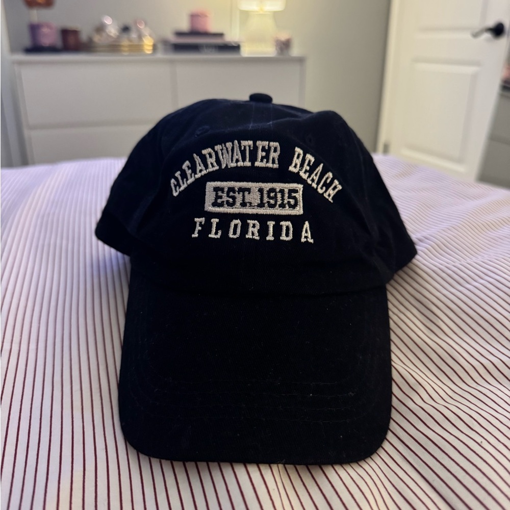 Clearwater Beach Florida Black Embroidered Baseball Cap